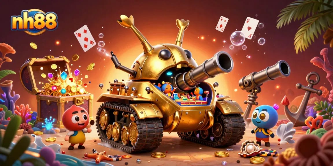 Engage in winning gameplay at nh88 with a vibrant 3D casino scene packed with gold coins and fun.