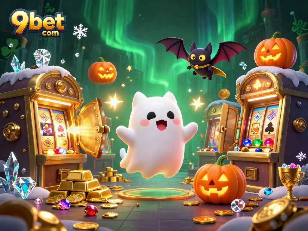 Enjoy thrilling gaming action at 9bet com with a playful ghost cat and dynamic casino elements.