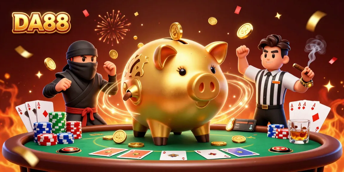 Experience the excitement of DA88 with a vibrant casino showdown featuring lively characters and dynamic game elements.