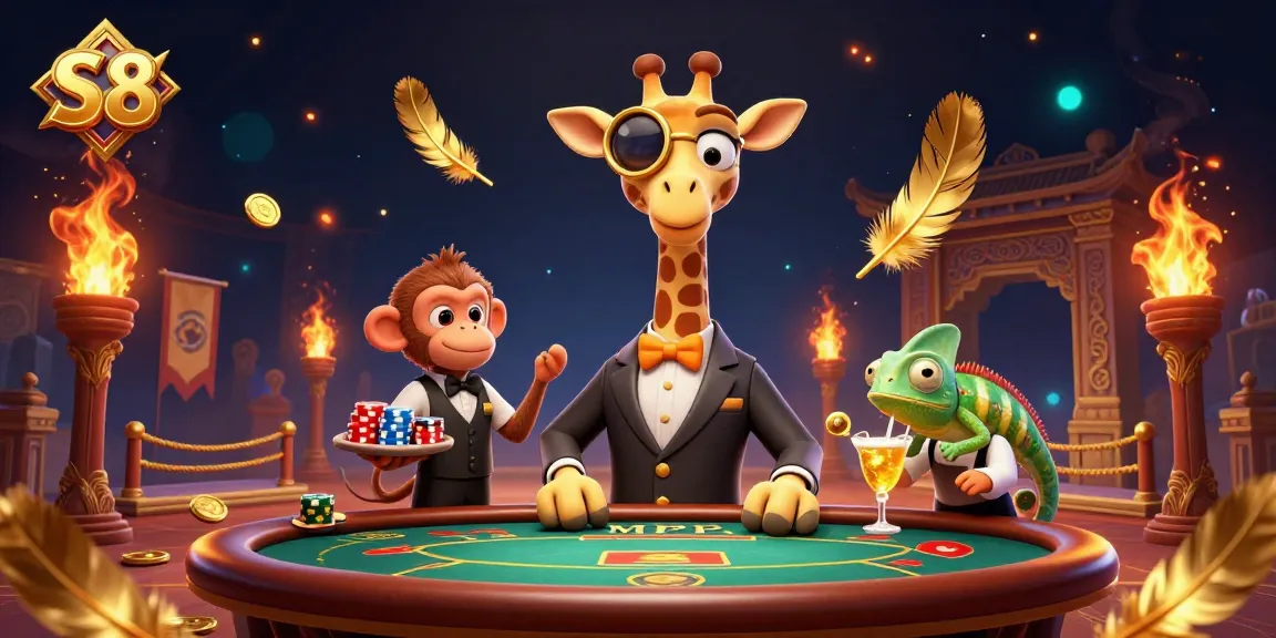Experience the thrill of winning big with S8 in this colorful 3D casino scene featuring engaging characters and dynamic game elements.