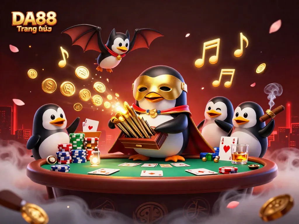 Experience thrilling gameplay at DA88 Trang chủ with our lively 3D casino illustration featuring iconic characters and poker elements.