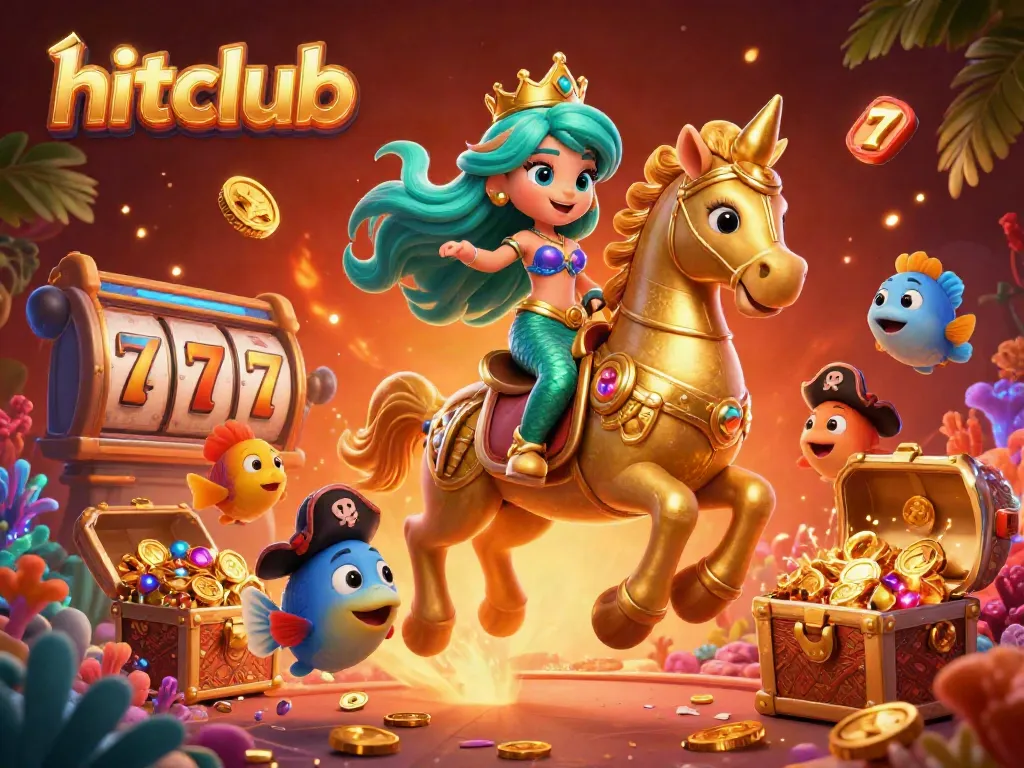 Experience thrilling slot action at Hitclub, featuring a mermaid princess and vibrant 3D fish in an exciting gaming atmosphere.