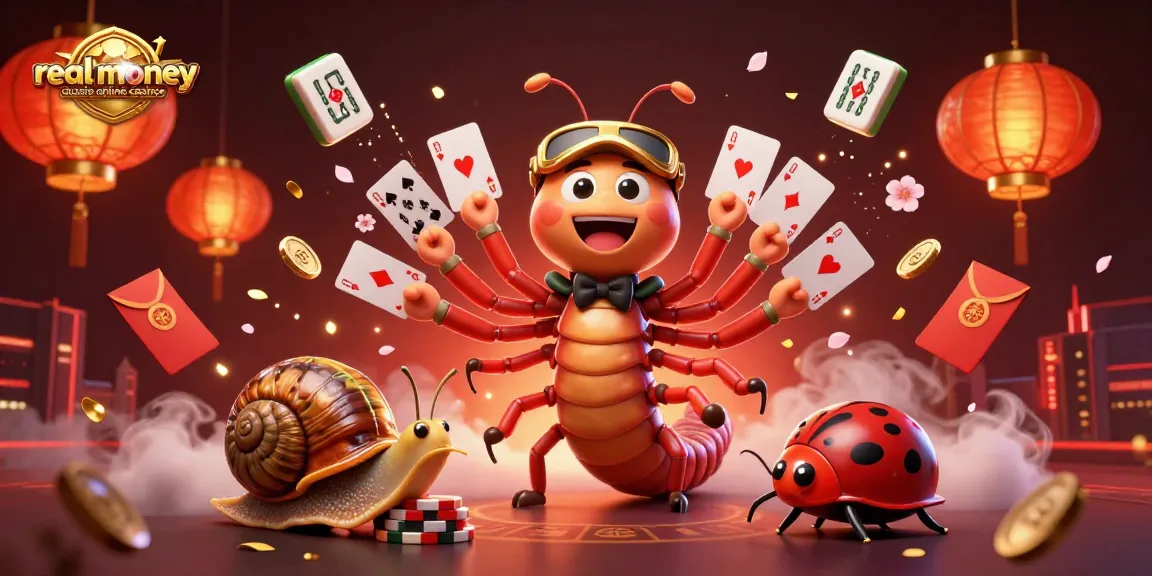Experience the fun at real money aussie online casinos with an engaging casino illustration.