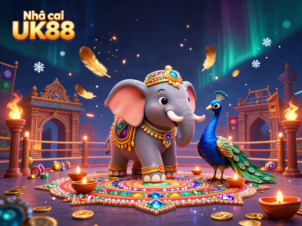 Engage with Nhà cái UK88 in this vibrant 3D illustration featuring colorful casino elements.