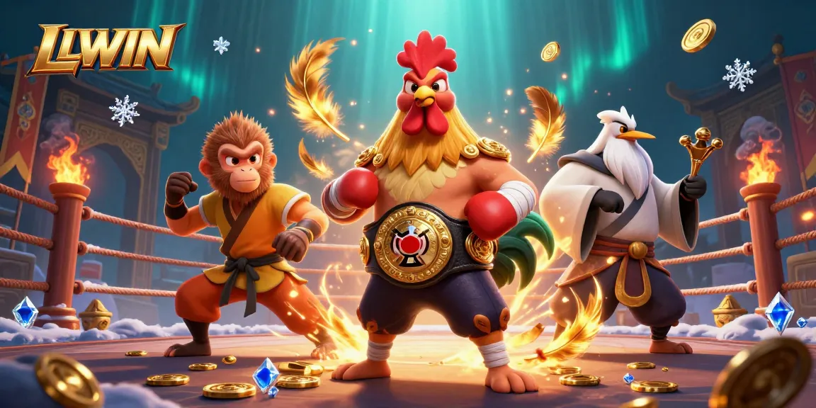 Experience the thrill of LLWIN with captivating characters in a dynamic gambling scene enriched with festive elements.