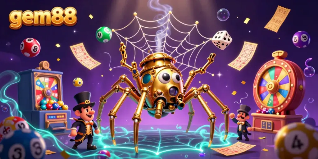 Experience gem88's thrilling gaming atmosphere with vibrant elements and steampunk charm.