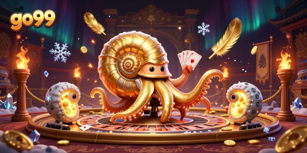 Experience go99's vibrant online gaming scene with stunning 3D casino illustrations.
