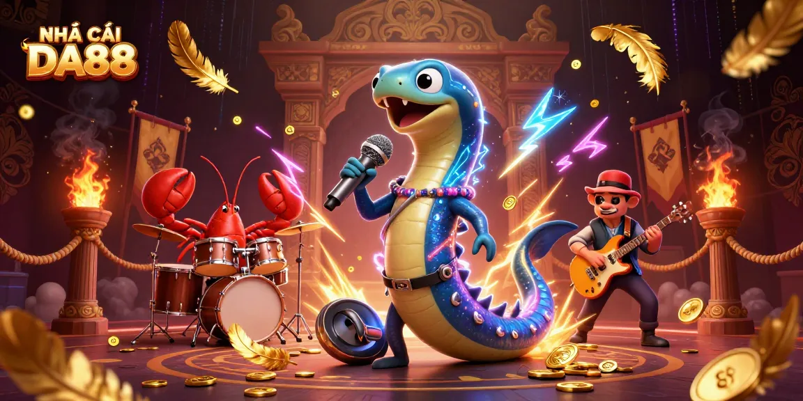 Engage in thrilling games at NHÀ CÁI DA88, featuring an electric eel DJ and dynamic casino elements