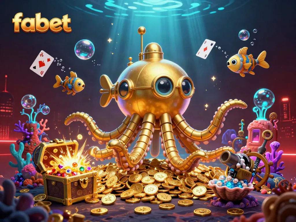 Engage with fabet's exciting underwater world, featuring golden coins and mechanical fish.