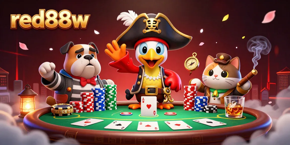 Engage in exciting gameplay at red88w with a dynamic poker scene surrounded by captivating elements.