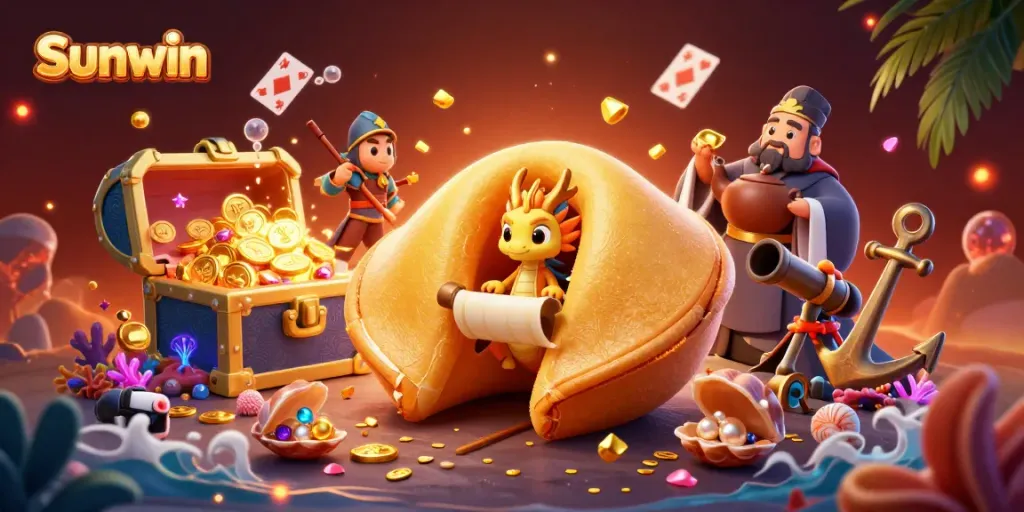 Experience exciting wins at Sunwin with our vibrant, colorful gaming universe illustration.