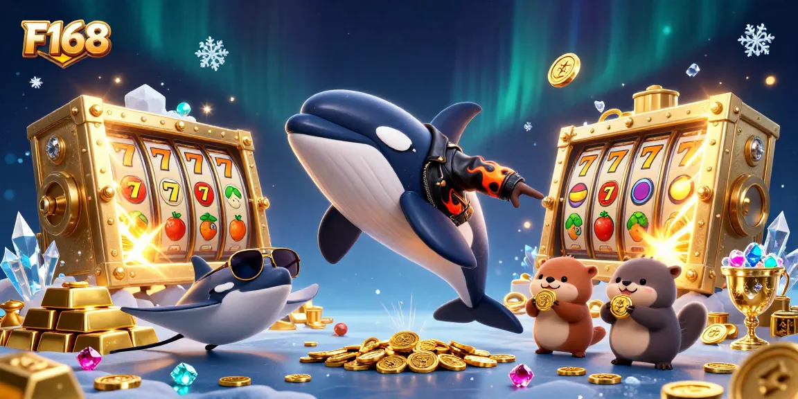 Experience the thrilling wins at F168 with vibrant slot reels and interactive casino characters!