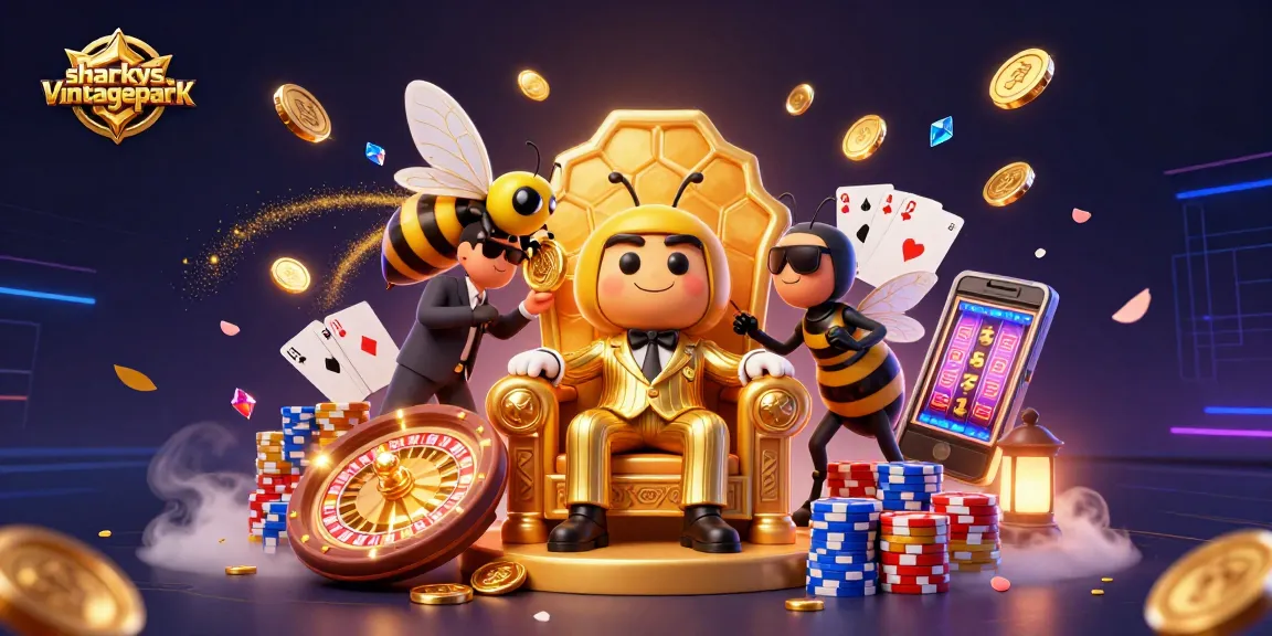 Experience thrilling gameplay at sharkysvintagepark with exciting slot machine reels and vibrant casino elements.
