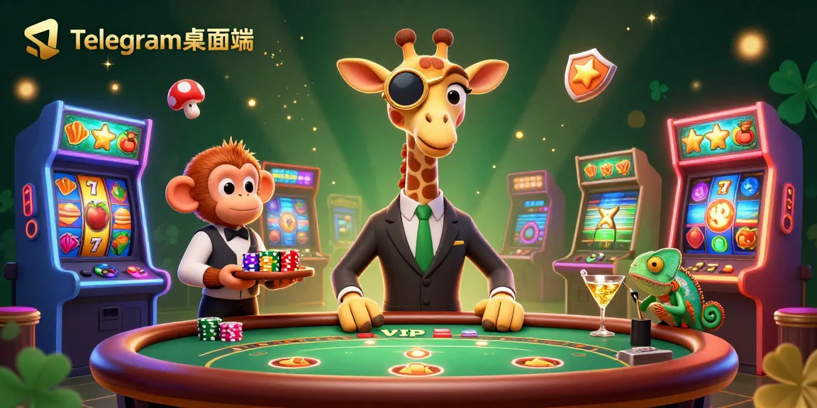 通过这个充满活力的赌场场景与Telegram桌面端互动，场景中有动画角色和动态元素。