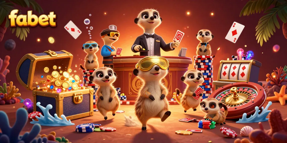 Engage with fabet's vibrant casino adventure featuring colorful meerkats and dynamic gaming elements.