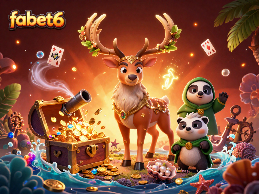 Experience thrilling gameplay at fabet6 with cartoon characters in a lively casino scene.