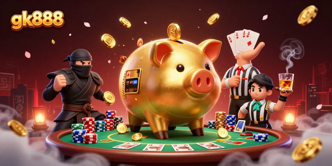gk888 chiến thắng tại bàn chơi poker với những đồng tiền vàng lấp lánh