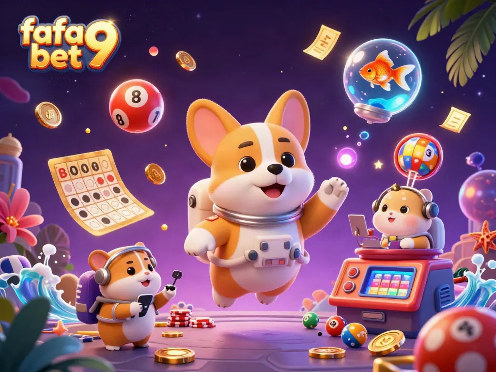 Experience the excitement with fafa bet 9 in a lively casino scene with animated characters and vibrant games.