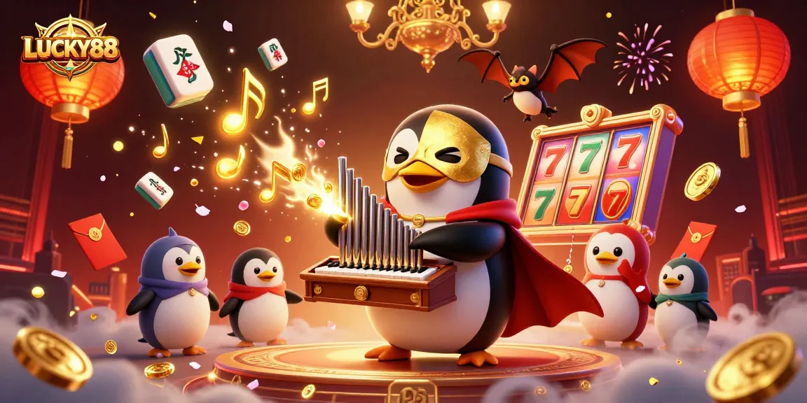 Engage with LUCKY88’s vibrant casino scene featuring dynamic characters and festive gaming elements.