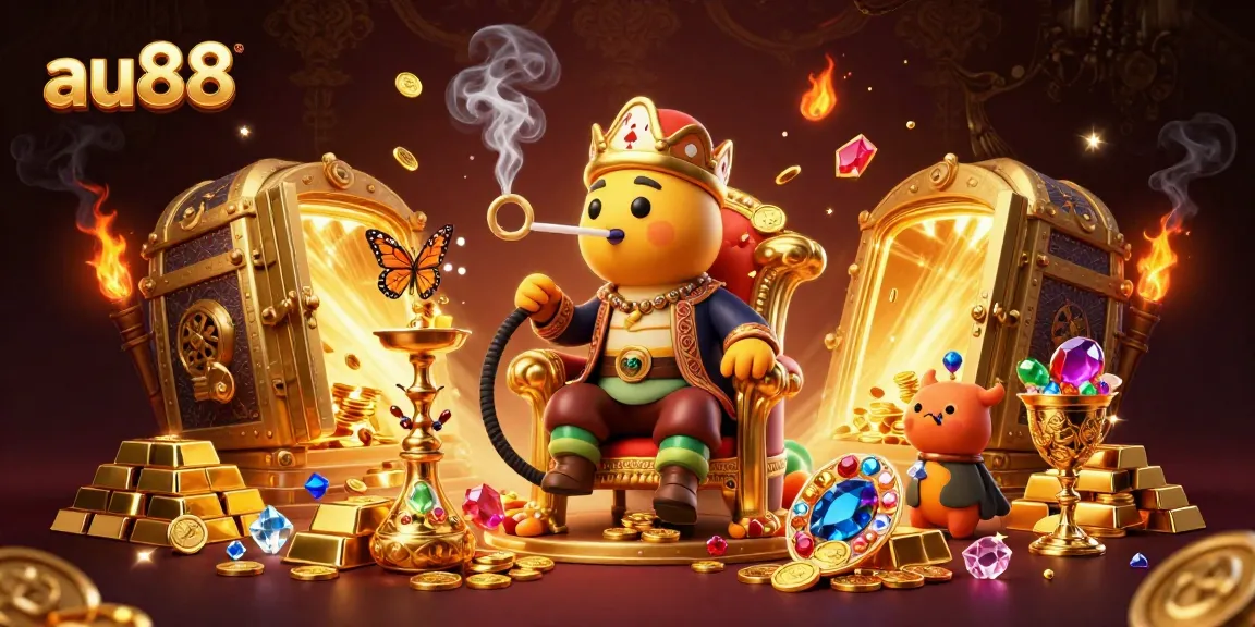 Experience the excitement of au88 with vibrant casino elements and a fantasy scene featuring a caterpillar master.