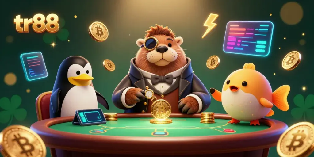 Experience thrilling poker with tr88 as a jolly walrus, penguin dealer, and bluffing pufferfish at an underwater casino.