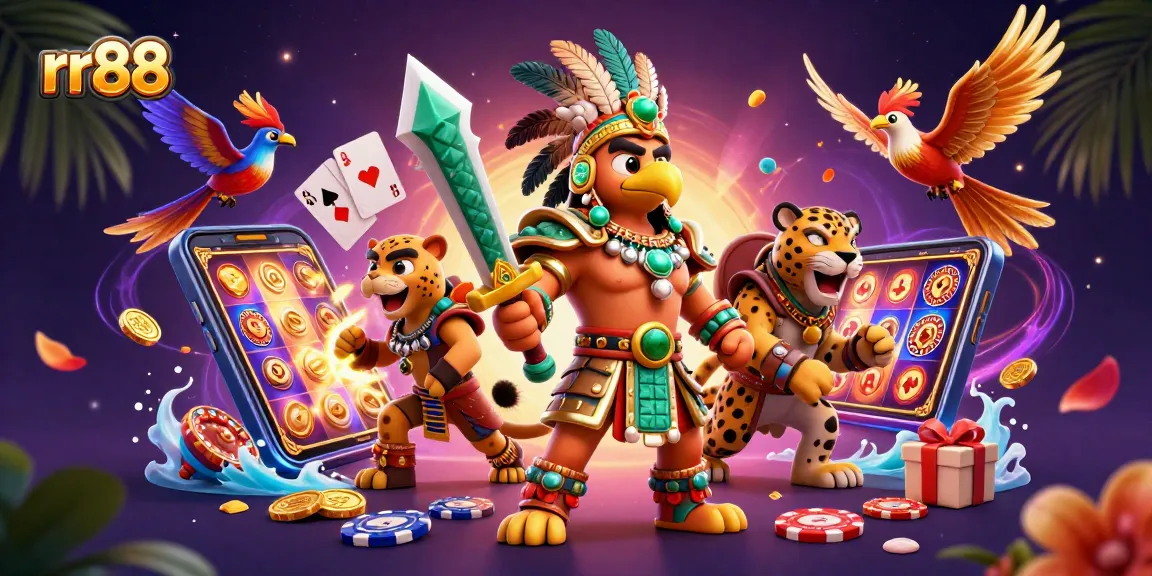 Experience thrilling gameplay with rr88's vibrant casino scene featuring animated characters and dynamic game elements.