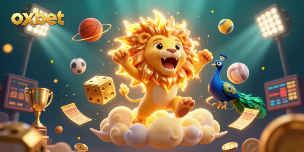Experience the energy of oxbet's 3D casino with dynamic sports elements and vibrant graphics.