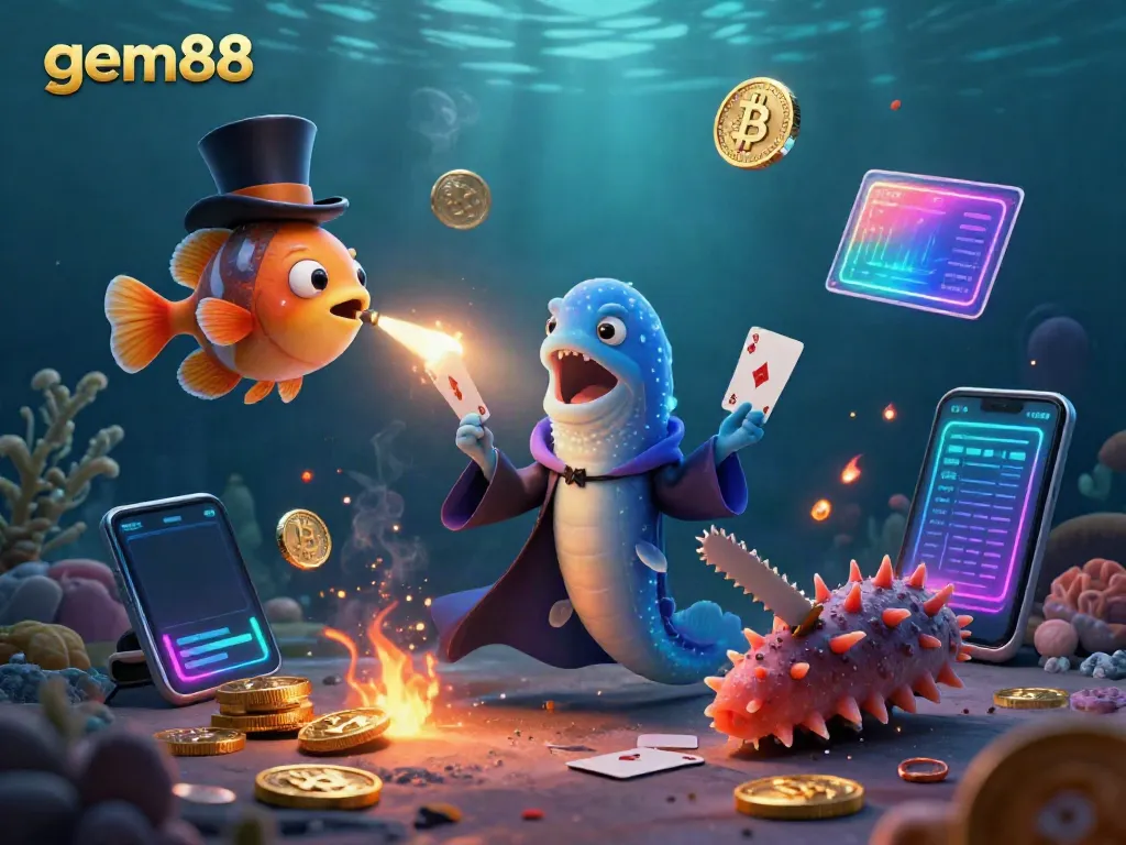 Experience thrilling gameplay at gem88 with deep-sea characters showcasing their magical skills in a vibrant underwater scene.