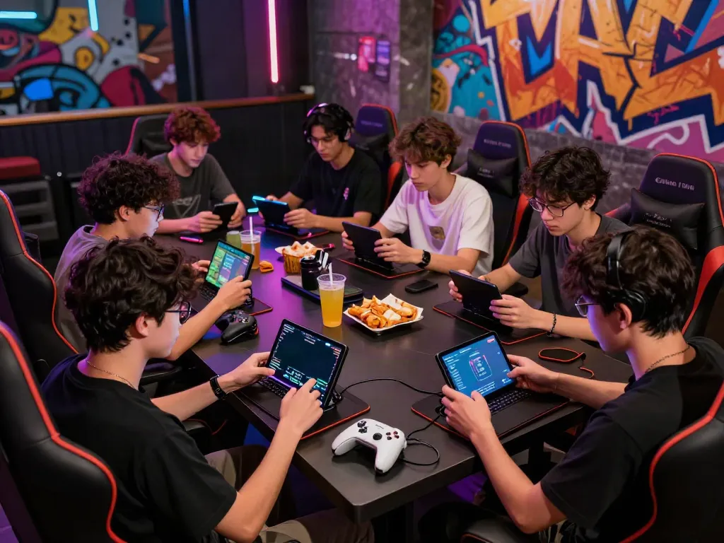 Men actively enjoying games at a lively lounge, representing manclub gaming experience.