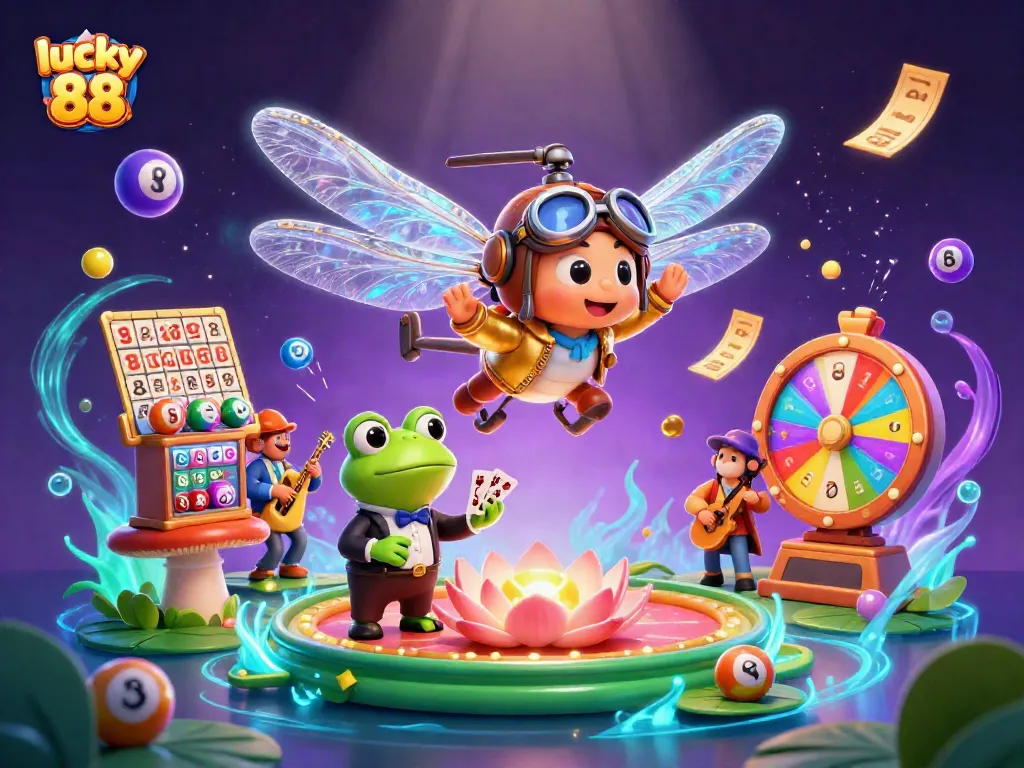Experience lucky 88 in an engaging casino illustration with vibrant characters and dynamic gambling elements.