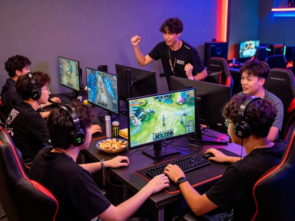 Exciting esports tournament scene at https://ku88vt.com/ with players and lively atmosphere.