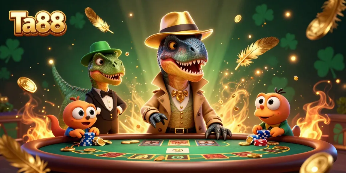 Experience thrilling gaming action at Ta88 with a velociraptor card counter and a suspicious stegosaurus pit boss.