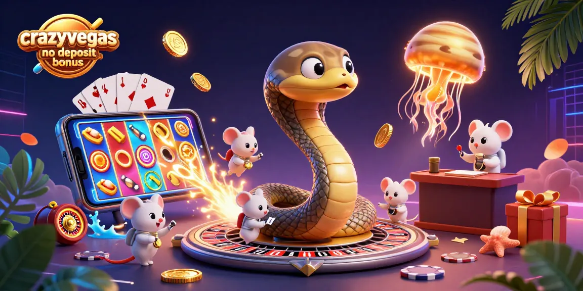 Spin the reels with the crazyvegas no deposit bonus while astronaut mice place bets in a dynamic casino adventure.