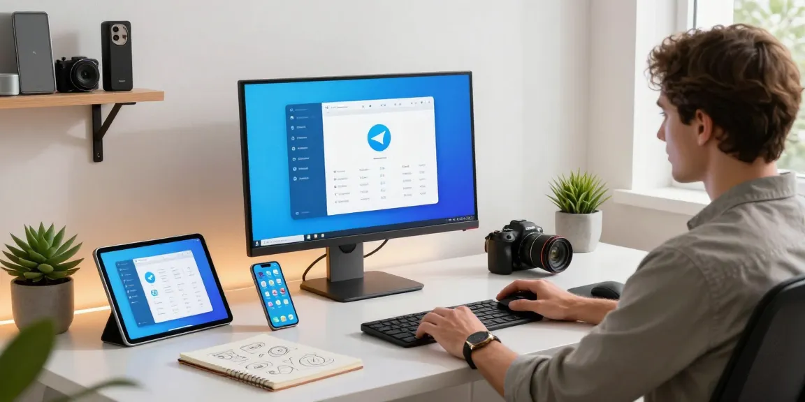 Download Telegram on a modern workspace setup showcasing productivity and innovation in tech.