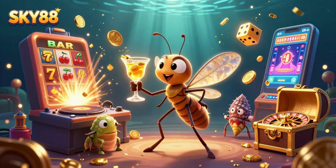 Experience the exciting slots and gaming atmosphere at SKY88 with a dynamic mascot and rich visuals.