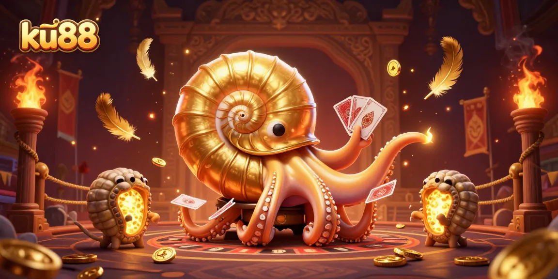 ku88 features a giant nautilus roulette wheel surrounded by golden gambling elements