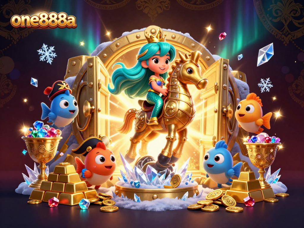 Experience thrilling gaming action with one888a, featuring a mermaid princess and golden treasures.