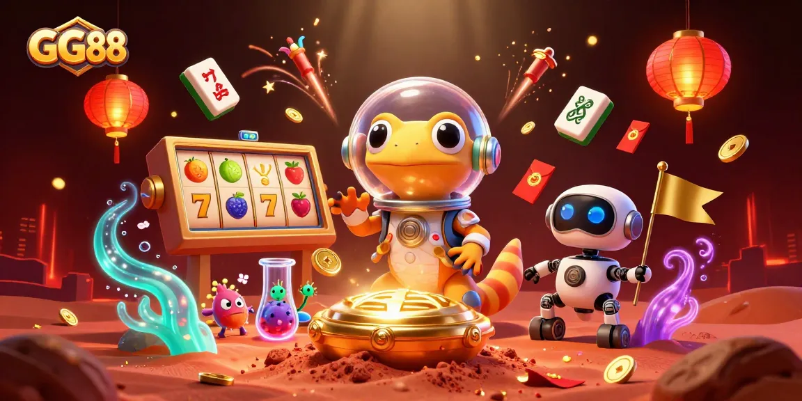 Experience the thrill of GG88, the premier online casino, in a vivid illustration with vibrant slot reels.