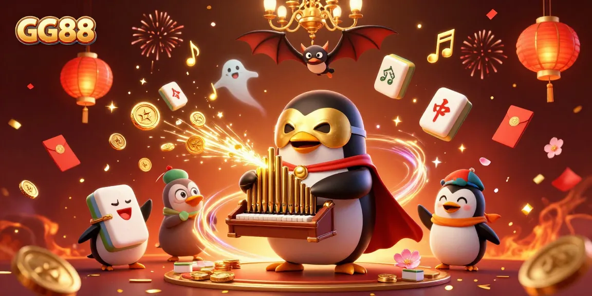 Engage with GG88 as the phantom penguin orchestrates a gold-filled casino celebration.