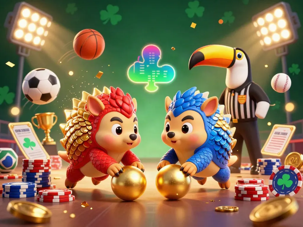 Place bets with the tỷ lệ kèo as rival pangolins roll through golden balls, surrounded by lively sports elements.