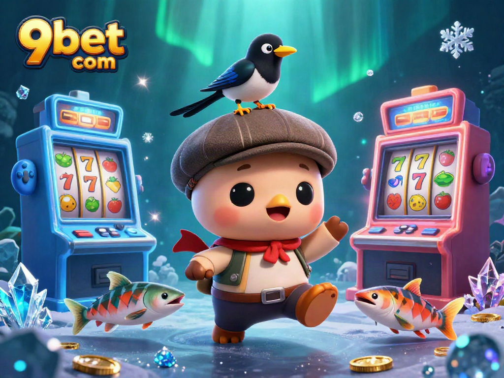 Engage with 9bet com while enjoying a lively 3D casino scene featuring baby Nessie and friends.