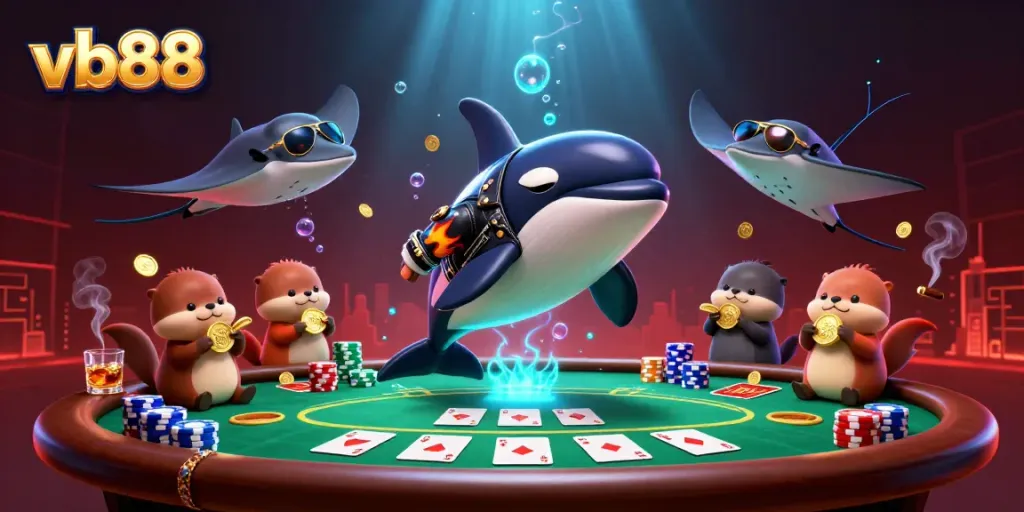Engaging visual of vb88 showcasing characters and dynamic casino elements in a vibrant underwater scene.