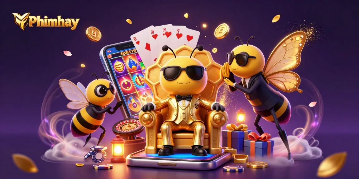 Phimhay-themed 3D casino scene with animated characters, vibrant gaming elements, and intricate details.