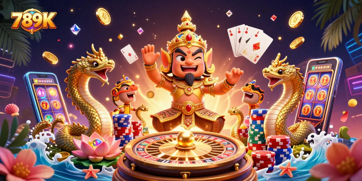 Engage in exciting gameplay with 789K, featuring vibrant casino elements and dynamic characters.