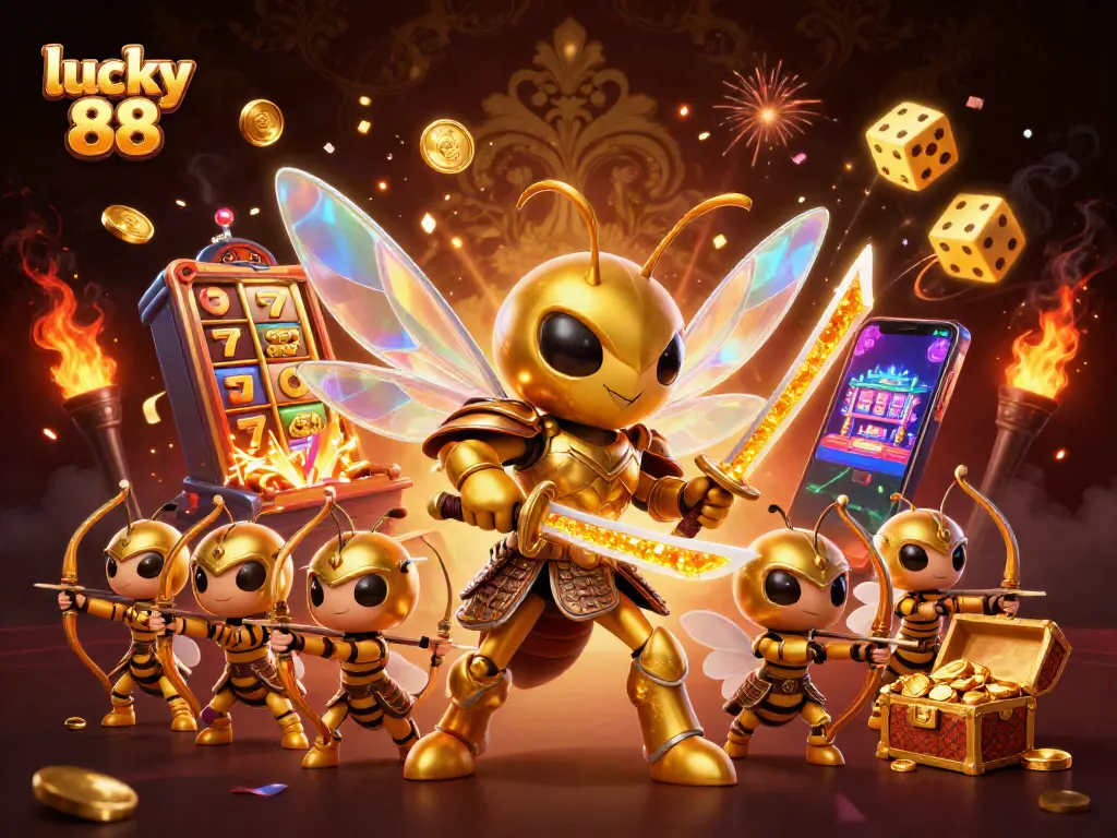 Experience the thrilling lucky 88 slot excitement with stunning 3D elements and vibrant casino graphics.