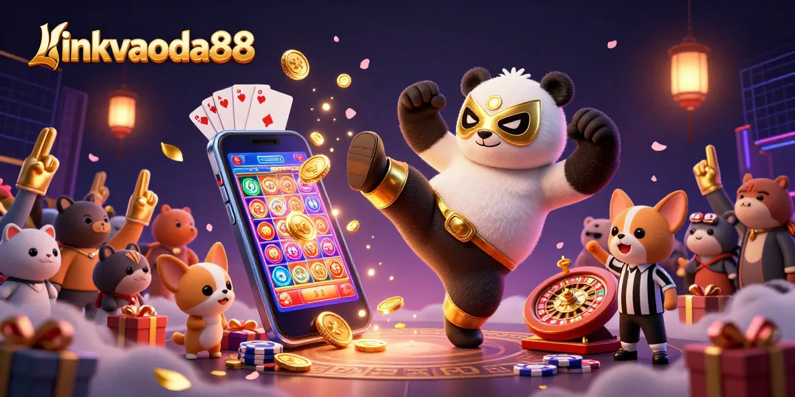 Experience the excitement of linkvaoda88 casino with animated characters and vibrant slot visuals.