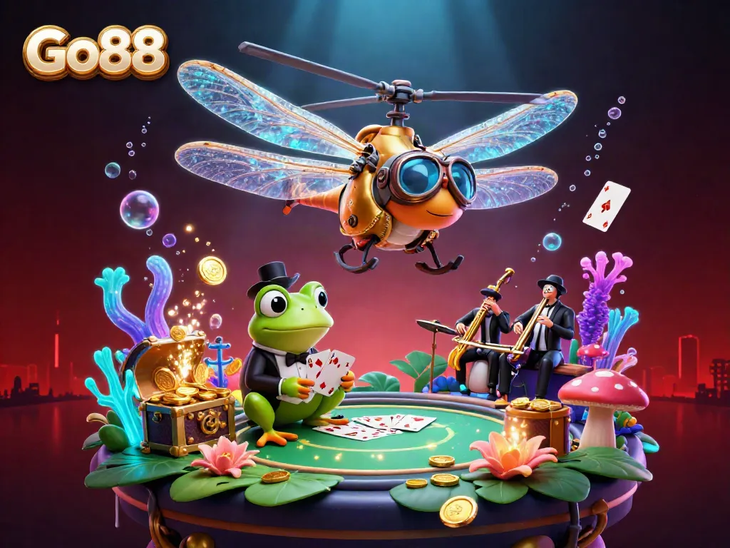 Experience the Go88 casino magic with vibrant characters and dynamic gambling elements.