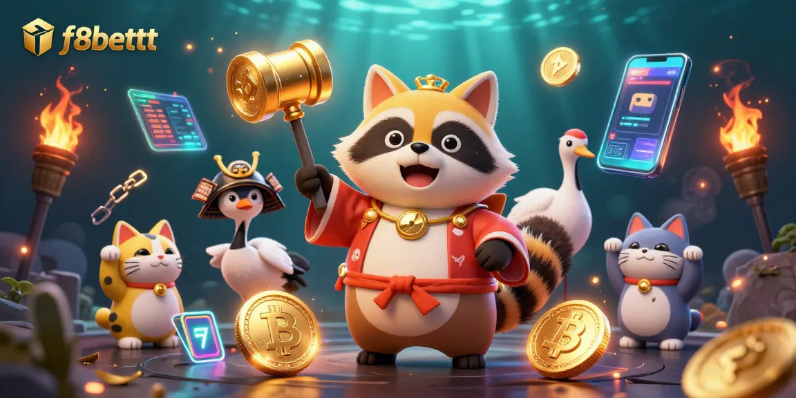 Experience the vibrant atmosphere of f8bettt with lively characters and crypto elements in an exciting casino scene.