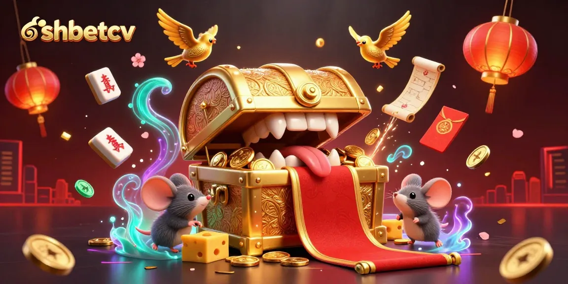 Engage with shbetcv's thrilling treasures in a vibrant 3D scene featuring animated casino elements.
