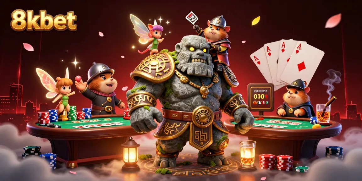 Engage in thrilling 8kbet action with dynamic characters and vibrant gambling elements.
